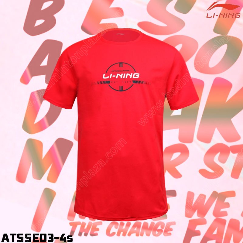 เสื้อยืดคอกลม หลี่หนิง ATSSE03 Life-Style สีแดง (A