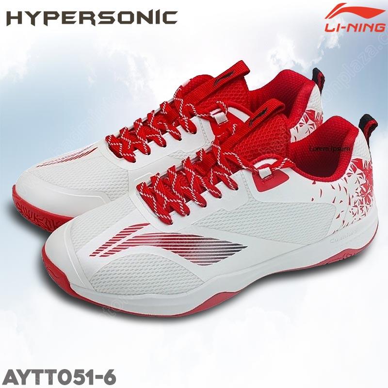 รองเท้าแบดมินตันหลี่หนิง HYPERSONIC สีขาว/แดง (AYT