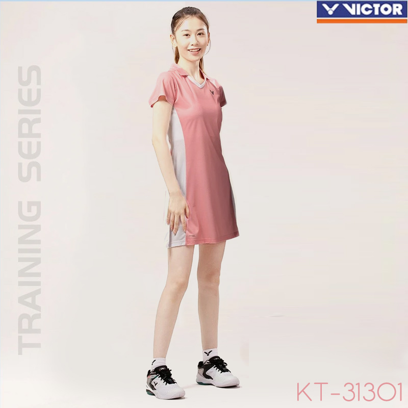 ชุดเสื้อ-กระโปรงกีฬา วิคเตอร์ สีขมพู (KT-31301-I)