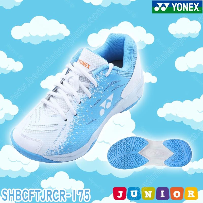 YONEX POWER CUSHION CFT Junior Badminton Shoes White/Light Blue (SHBCFTJR-175)