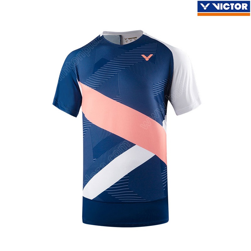 เสื้อยืดคอกลมแขนสั้น ผ้าเกรดนักกีฬา 2019 สีน้ำเงิน (T-90059B)
