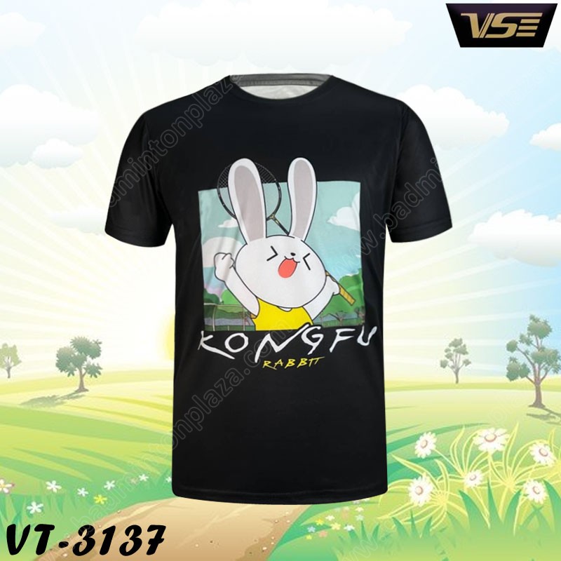 เสื้อกีฬาคอกลม VS รุ่น VT-3137 Kongfu Rabbit สีดำ (VT-3137A)