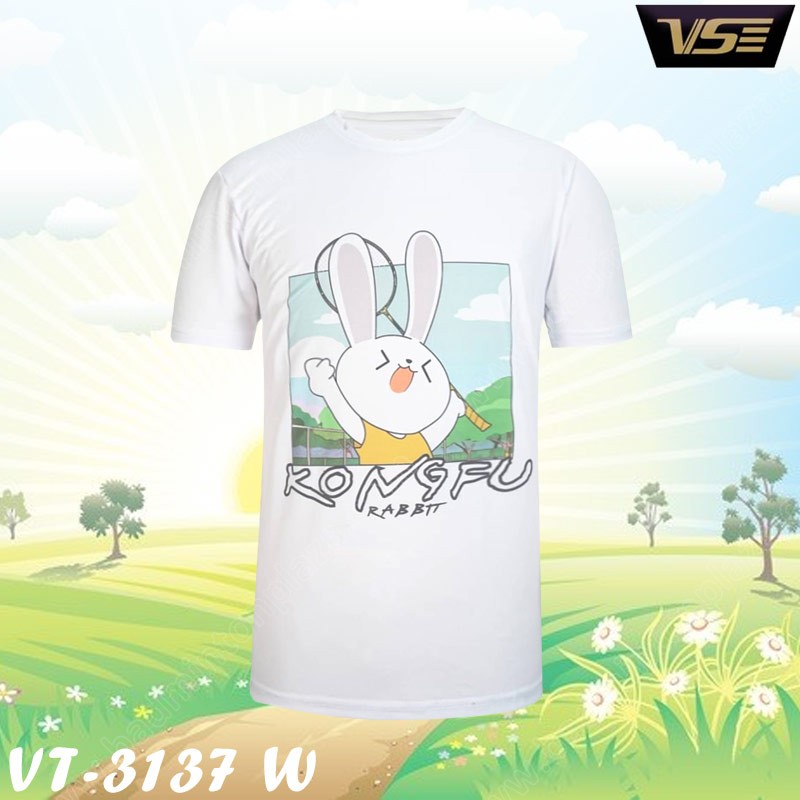 เสื้อกีฬาคอกลม VS รุ่น VT-3137 Kongfu Rabbit สีขาว (VT-3137W)