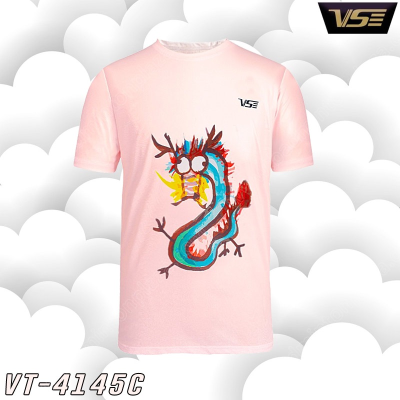 VS VT-4145 Sports Round Neck Tee Dragon Light Pink