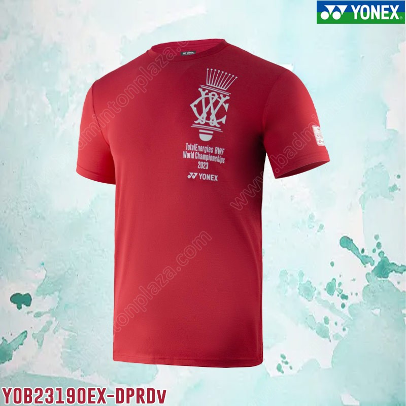 YONEX UNISEX'S WORLD CHAMPIONSHIP 2023 SOUVENIR SHIRT YOB23190EX DEEP RED (YOB23190EX-DPRD)