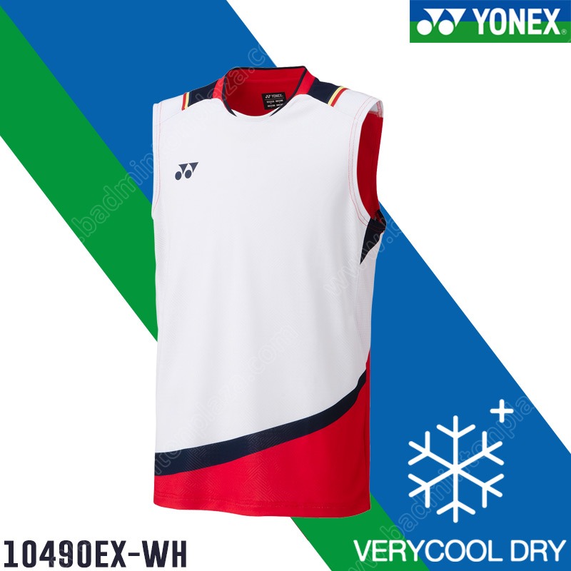 YONEX 10490EX CHINA NATIONAL BADMINTON TEAM MEN'S SLEEVELESS WHITE (10490EX-WH)