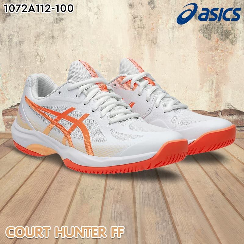 ASICS COURT HUNTER FF Indoor Shoes White/Vivid Coral (1072A112-100)