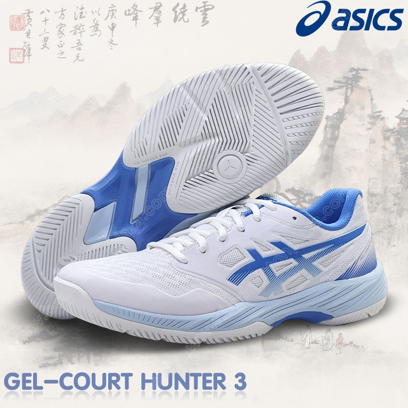 รองเท้าแบดมินตัน ASICS GEL-COURT HUNTER 3 สีขาว/น้ำเงิน (1072A122-100)