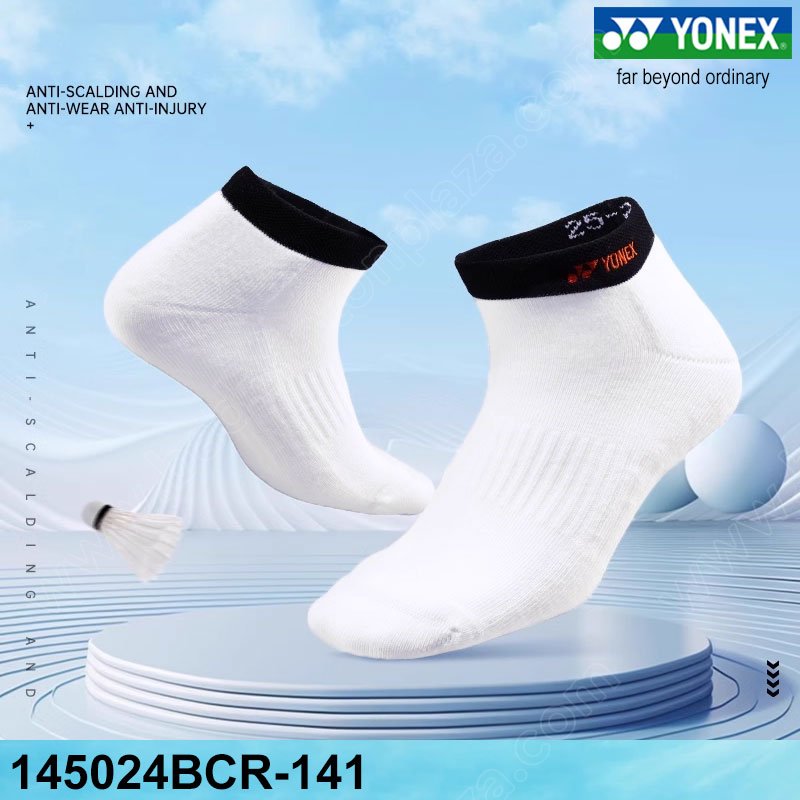 Yonex 145024BCR Men's Sports Socks White/Green (14