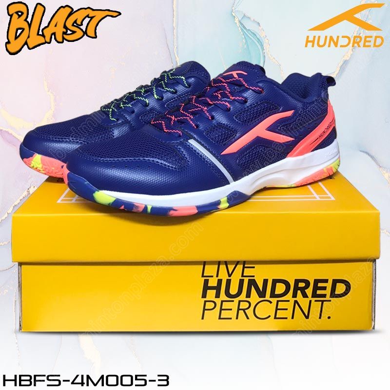 HUNDRED BLAST Training Badminton Shoes Navy/Orange