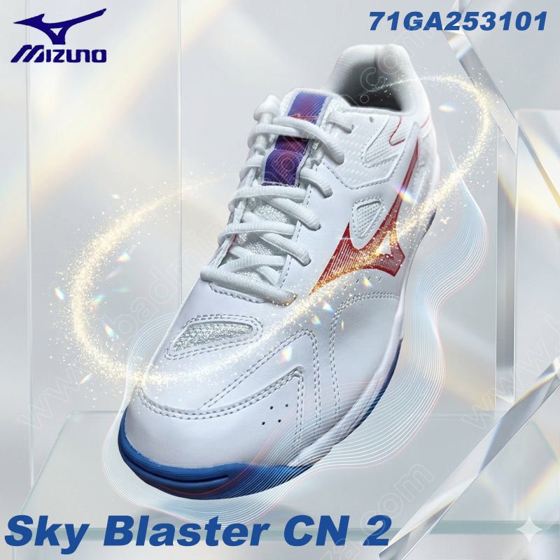 MIZUNO Badminton Shoes SKY BLASTER CN 2 White/Blue/Red (71GA253101)