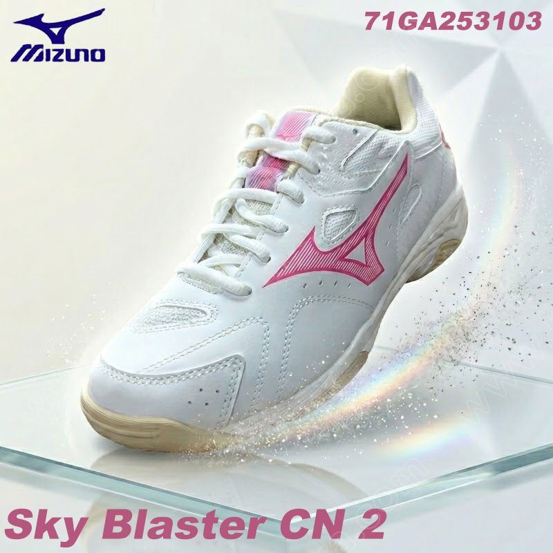MIZUNO Badminton Shoes SKY BLASTER CN 2 White/Green/Pink (71GA253103)