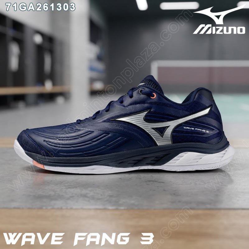 MIZUNO Badminton Shoes WAVE FANG 3 Unisex Beacon Blue/White/Lava Orange  (71GA261303)