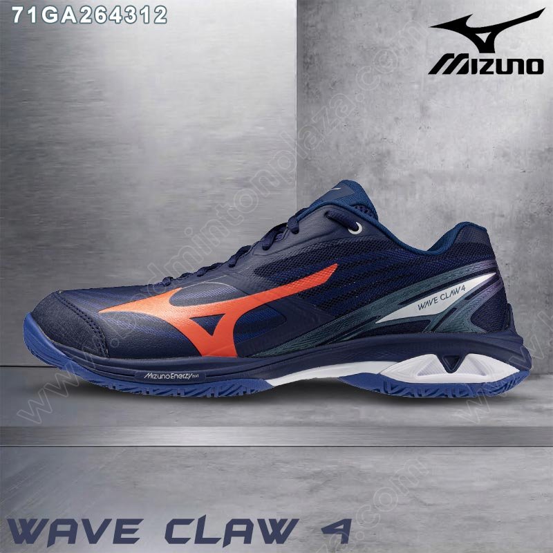 MIZUNO Badminton Shoes WAVE CLAW 4 WIDE Unisex Navy/Orange/Blue (71GA264312)