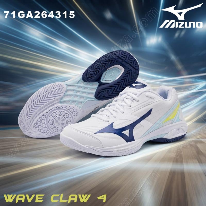 MIZUNO Badminton Shoes WAVE CLAW 4 WIDE Unisex White/Beacon Blue/Blue Finch (71GA264315)