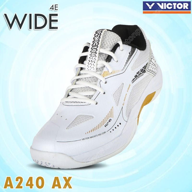 Victor A240 Badminton Shoes Wide White/Gold (A240-