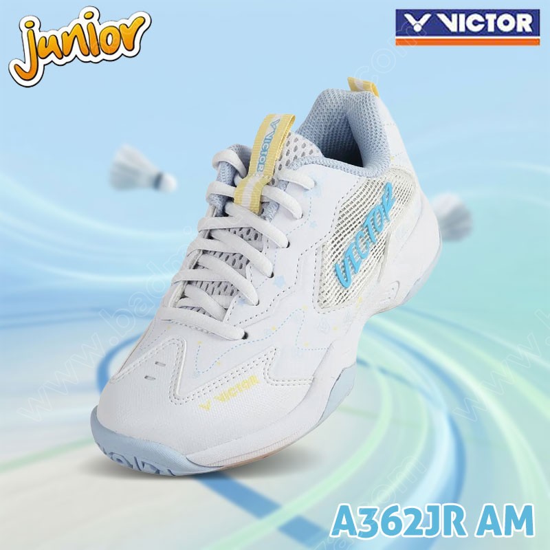 Victor A362JR Junior Badminton Shoes White/Sky Blue (A362JR-AM)