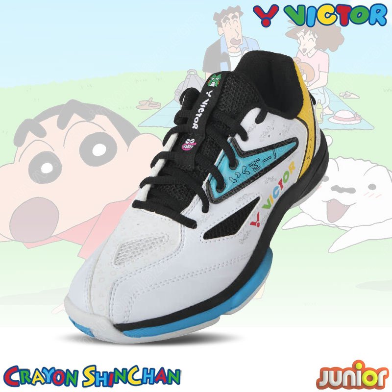 VICTOR X CRAYON SHINCHAN JUNIOR BADMINTON SHOES White/Black (A39JRCS-AC)