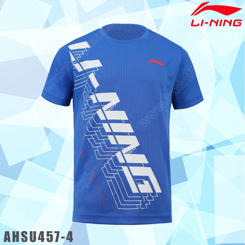 เสื้อยืดแบดมินตันคอกลม หลี่หนิง AHSU457 สีน้ำเงิน