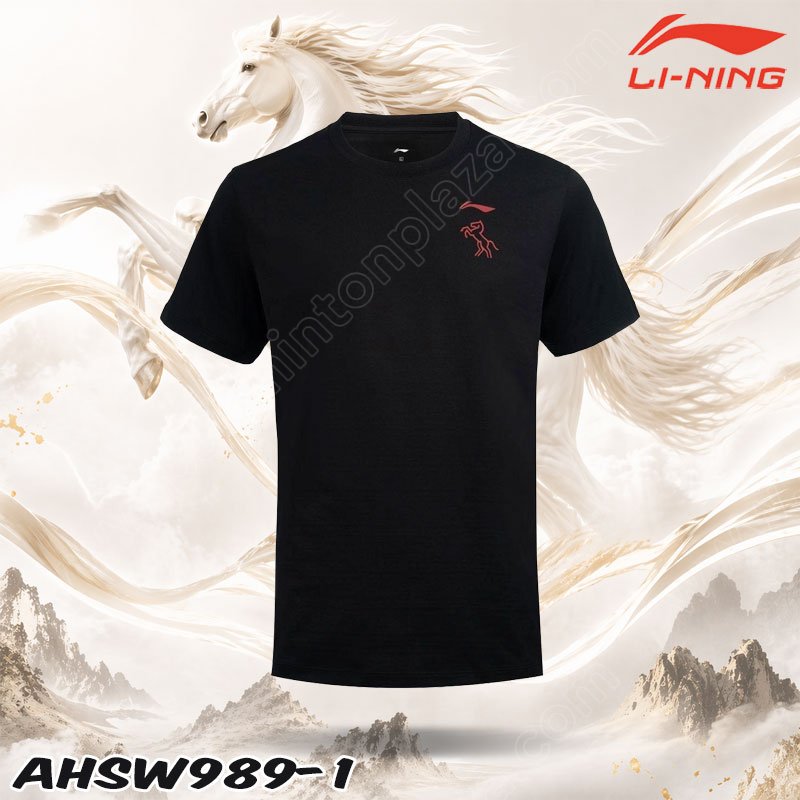Li-Ning AHSW989 2026 Horse Year Men's Cultural T-Shirt Milk Black (AHSW989-1)