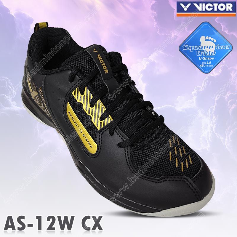 Victor AS-12W Badminton Shoes WIDE Black/Gold (AS-