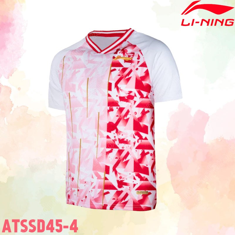 เสื้อยืดแบดมินตันคอวี หลี่หนิง ATSSD45 สีขาว (ATSS