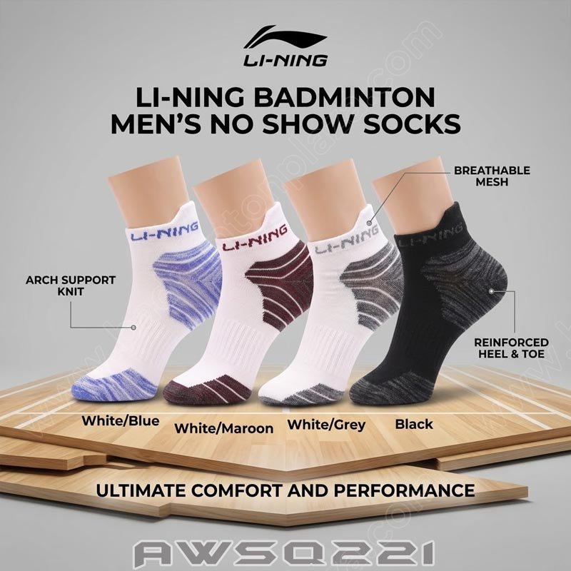 LI-NING AWSQ221 Men's No Show Socks Sports Socks (