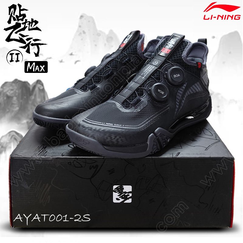 Li-Ning SAGA II MAX Professional Badminton Shoes Black (AYAT001-2S)