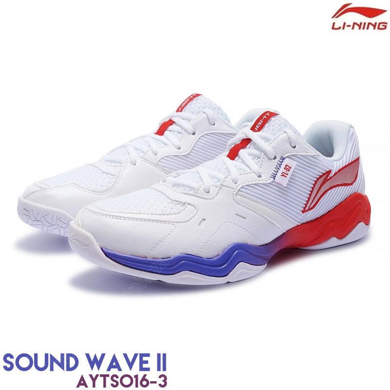 รองเท้าแบดมินตันหลี่หนิง AYTS016 SOUND WAVE II สีขาว/แดง (AYTS016-3S)