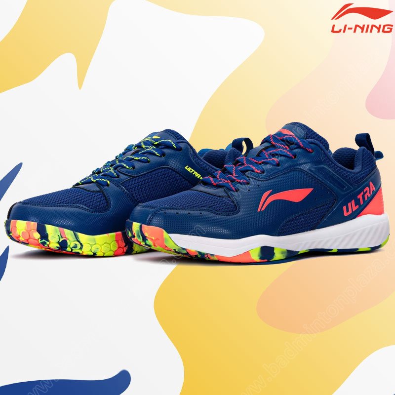 Li-Ning Badminton Shoes ULTRA SPEED NAVY/ORANGE/LIME (AYTT043-4S)