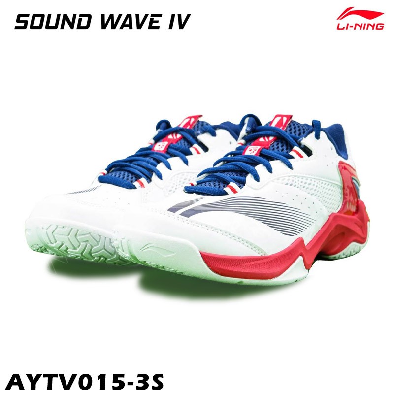 Li-Ning Badminton Shoes SOUND WAVE IV White/Glory Red (AYTV015-3S)