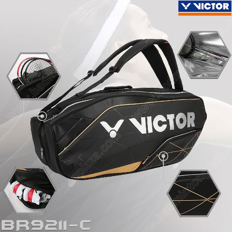Badminton Bags Racket Bag VICTOR VICTOR BR9211 12 Pcs Racket Bag Black (BR9211C