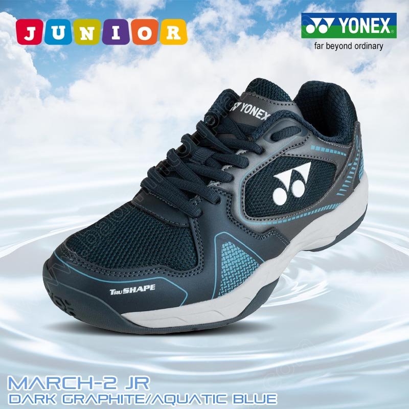 YONEX Junior Badminton Shoes MACH-2 Dark Graphite/Aquatic Blue (BSHMACH2JRZZ-DGAB)