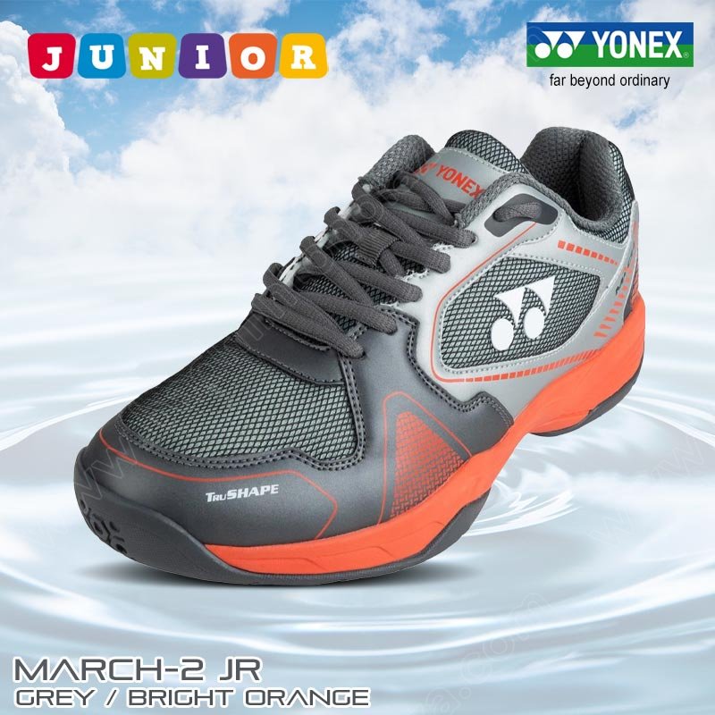 YONEX Junior Badminton Shoes MACH-2 Grey/Orange (BSHMACH2JRZZ-GRBO)