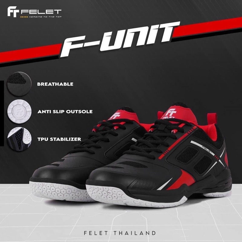 FELET F-UNIT Badminton Shoes Black/Red (F-UNIT-BR)