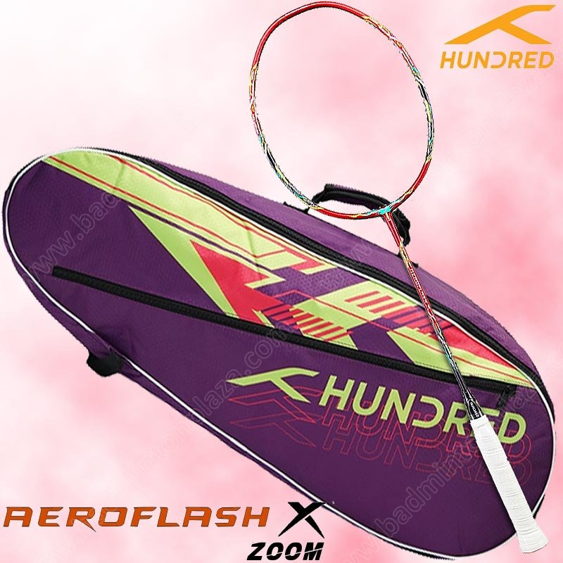 ไม้แบดมินตัน Hundred Aeroflash Zoom 78 กรัม สีแดง/