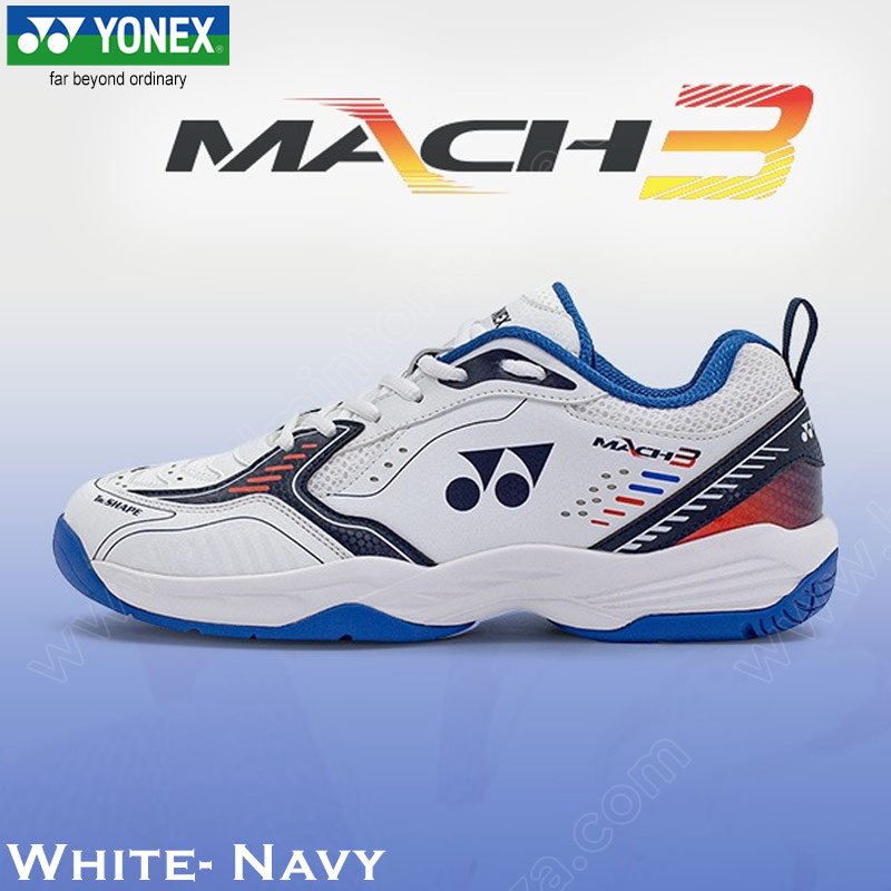 YONEX Badminton Shoes MACH-3 White/Navy (MACH-3-WN)