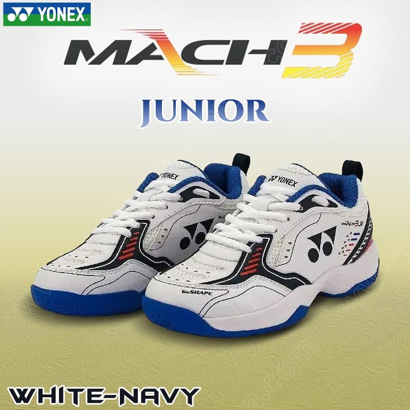 รองเท้าแบดมินตันเด็กโยเน็กซ์ MACH-3 สีขาว/เขียว (MACH-3JR-WNY)