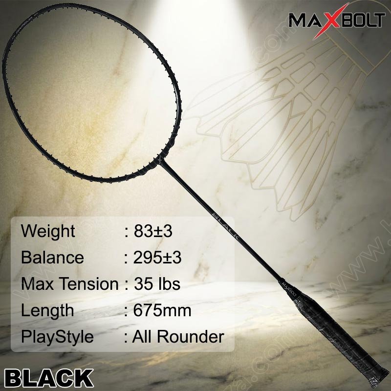 ไม้แบดมินตัน MAXBOLT ALL BLACK สีดำล้วน แถม! เอ็น+