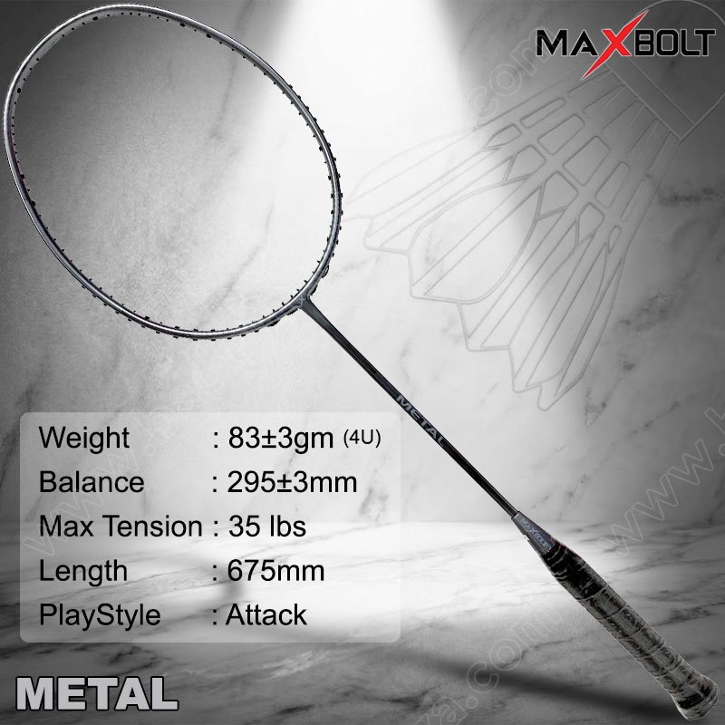 MAXBOLT ALL METAL Badminton Racket Free! String+Grip (MXBT-METL)