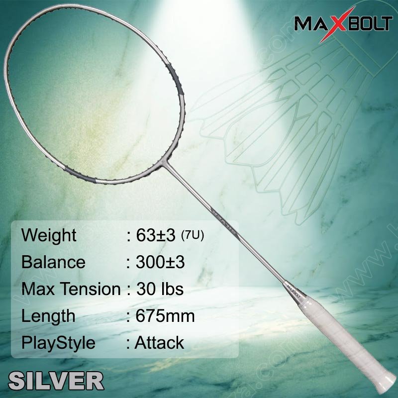 ไม้แบดมินตัน MAXBOLT SILVER สีเงินล้วน แถม! เอ็น+พ