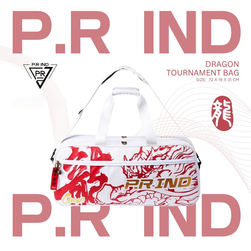 P.R IND Ractangle Racquet Bags White/Red (PB0946W