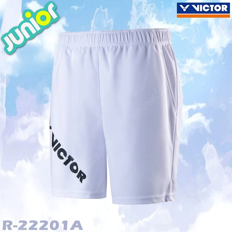 กางเกงกีฬาขาสั้นวิคเตอร์ รุ่น R-20201 สำหรับเด็ก สีขาว (R-22201A)