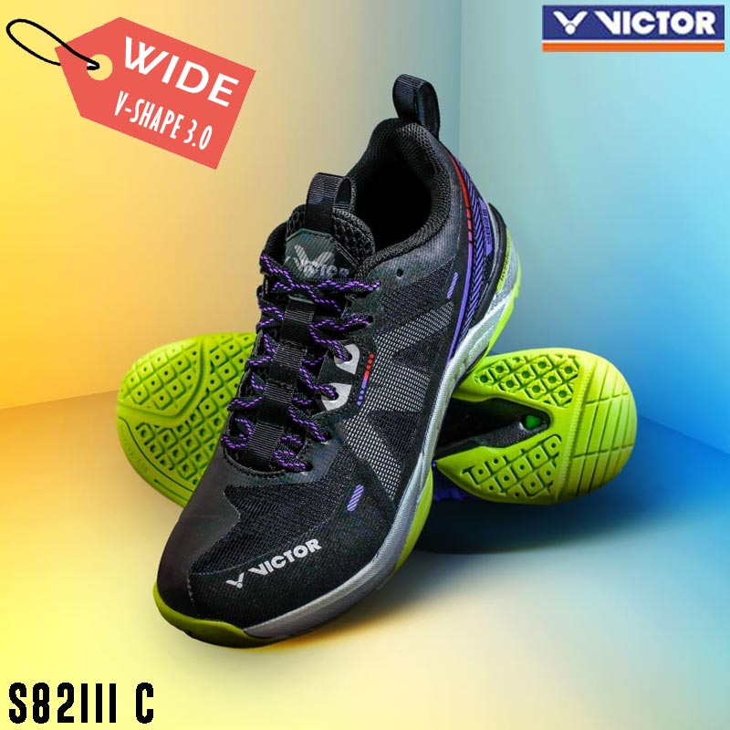 Victor S82III Professional Badminton Shoes Black (