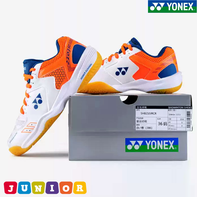 YONEX CUSHION 210 Junior Badminton Shoes White/Ora