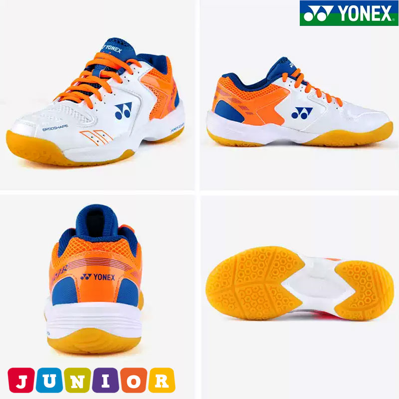 Badminton Shoes YONEX YONEX CUSHION 210 Junior Badminton Shoes White/Orange (SHB210JR386