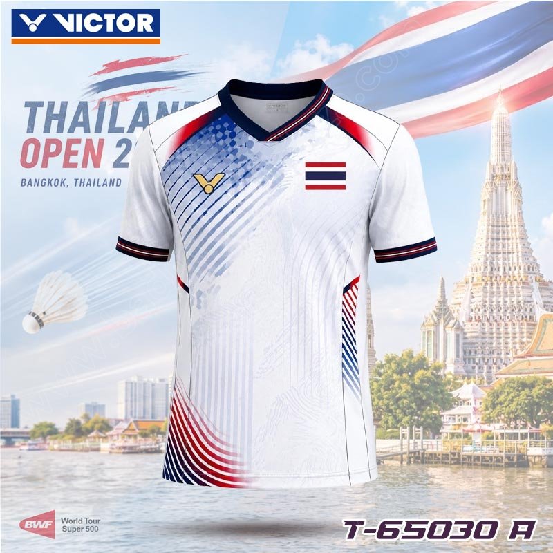 Victor T-Shirt 2026 Thailand Open T-65030 Knitted T-Shirt Bright White (T-65030A)