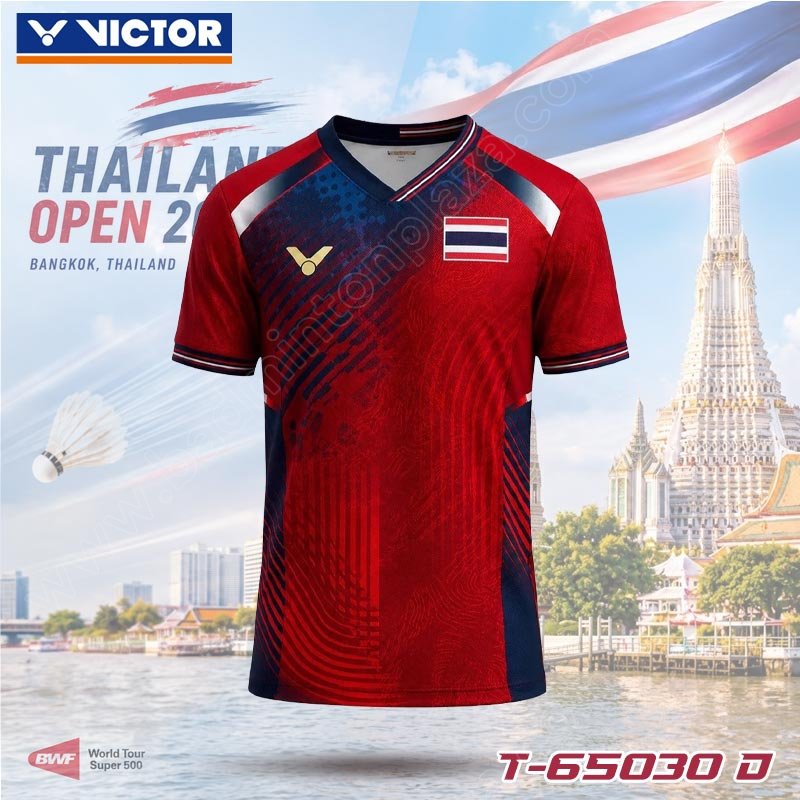 Victor T-Shirt 2026 Thailand Open T-65030 Knitted T-Shirt Ruby Red (T-65030D)