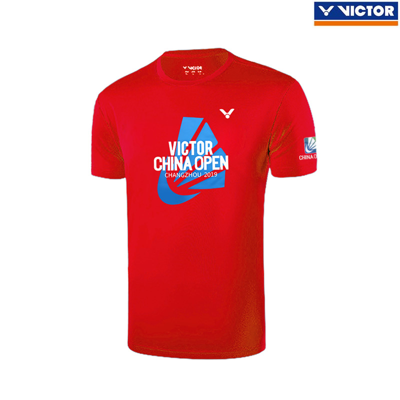 เสื้อยืดคอกลมวิคเตอร์ CHINA OPEN 2019 สีแดง (T-950