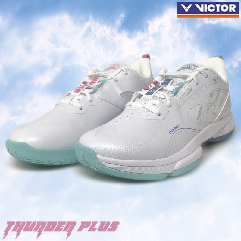 รองเท้าแบดมินตัน วิคเตอร์ THUNDER PLUS White/Turquoise (THUNDERPLUS-AR)